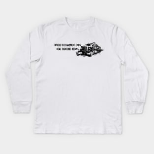 Log Truck Where The Pavement Ends Kids Long Sleeve T-Shirt